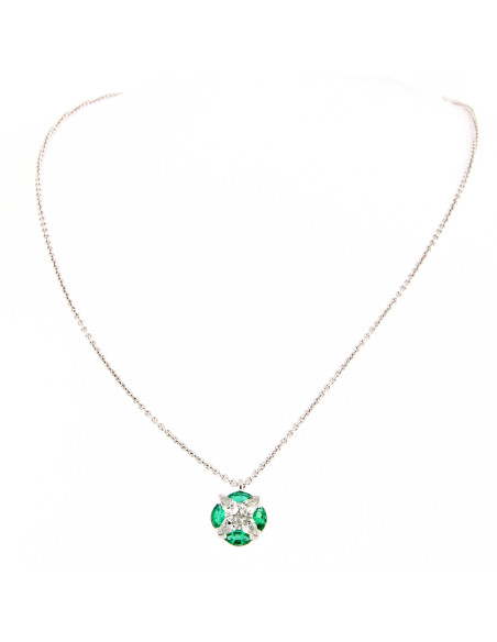Crivelli Emerald Collection Gold Necklace, Diamonds and emeraldS 0.42 ct - 325-P1091