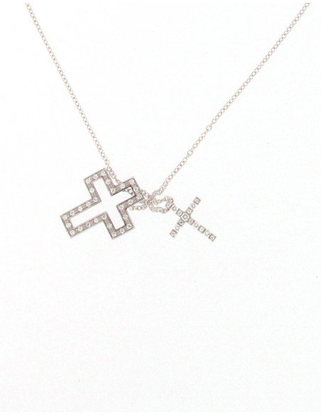 Damiani Belle Epoque WHITE GOLD, DIAMOND (ct 0.17) CROSS NECKLACE Ref: 20083507