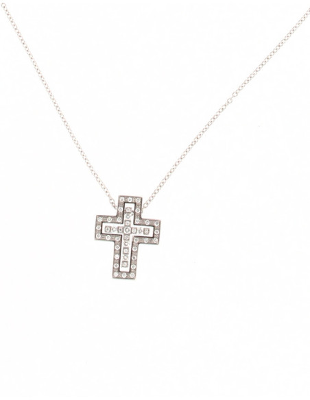 Damiani Belle Epoque WHITE GOLD, DIAMOND (ct 0.17) CROSS NECKLACE Ref: 20083507