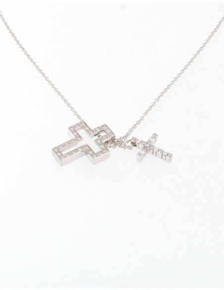 Damiani Belle Epoque WHITE GOLD, DIAMOND (ct 0.17) CROSS NECKLACE Ref: 20083507
