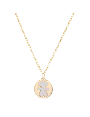 Bimbi Jewels Gioiamore necklace with Girl in gold and mother of pearl - ref: CLBI16G/MOPW18