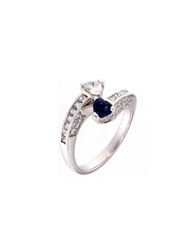 Crivelli Sapphire Collection Gold Ring, Diamond 0.58 and sapphire 0.32 ct