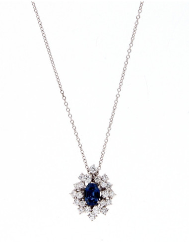 DAMIANI MIMOSA necklace in white gold, 1.12 ct sapphire and 0.90 ct diamonds