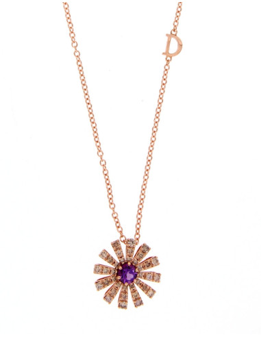 DAMIANI MARGHERITA ROSE GOLD DIAMONDS AND AMETHYST NECKLACE 20072766