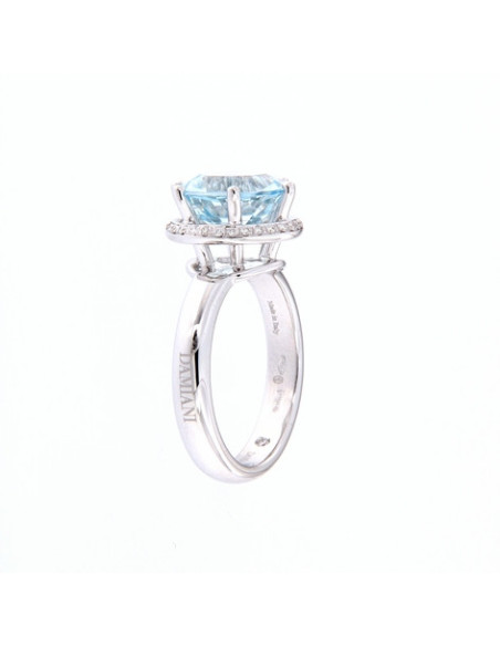 DAMIANI MINOU ring in white gold, diamonds and aquamarine 3.30 ct - Ref: 20072794