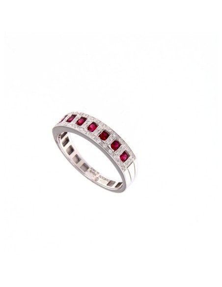 Damiani Belle Epoque кольцо из белого золота с рубинами (Ct 0.30)и бриллиантами (Ct 0.14) Ref:20058706