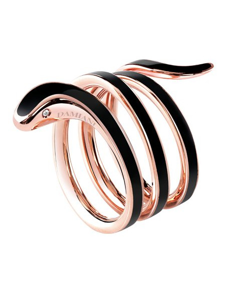 DAMIANI EDEN BLACK CERAMIC PINK GOLD AND DIAMONDS RING Ref. 20062885 20062885