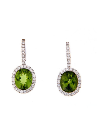 Crivelli Gemme Colorate Collection Earrings in gold, diamonds and peridot - 058-B348