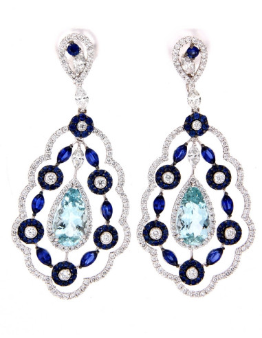 Crivelli AcquaMarina Collection Earrings in gold, diamonds and aquamarine 6.10 ct - 327-2255-G