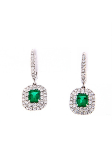 Crivelli Emerald Collection Gold Earrings , Diamonds and emerald 1.30 ct - 000-395B