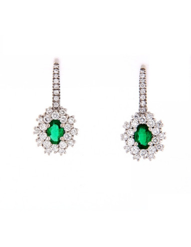 Crivelli Emerald Collection Gold Earrings , Diamonds and emerald 0.83 ct - 024-1917