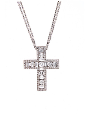 Crivelli Diamonds Collection "CROSS" Necklace in gold and diamonds 3.75 ct - 117-C192