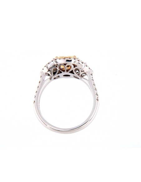 Crivelli Diamonds Collection ring in white gold, 2.00 ct fancy diamond yellow color and 0.88 ct diamonds