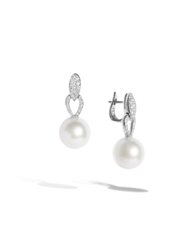 UTOPIA GALLERY  white gold earrings with diamonds and pearl 12.80 ref: GOSB104