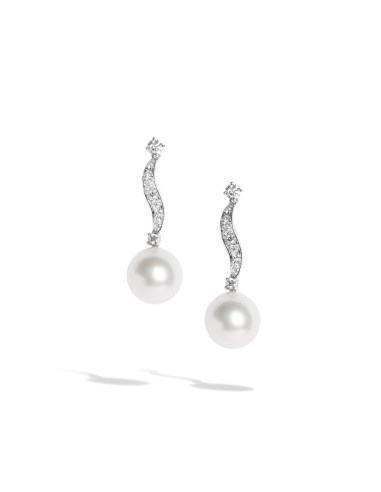 UTOPIA GALLERY  white gold earrings with diamonds and pearl 12.80 ref: GOFB210