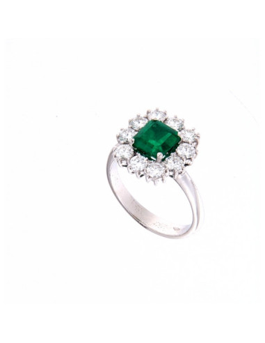 Crivelli Smaragd Collection Goldring, Diamanten und Smaragd 1.52 ct - 110-CONT