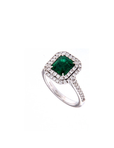 Crivelli Emerald Collection Gold Ring, Diamonds and emerald 1.78 ct - 000-3646NS