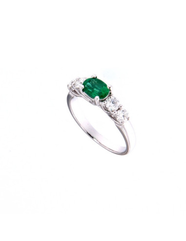 Crivelli Emerald Collection Gold Ring, Diamonds and emerald 0.74 ct - 320-R1618