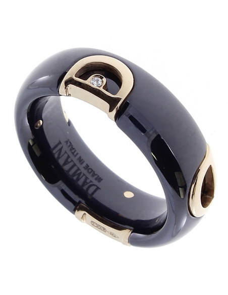 Damiani D.Icon ANELLO IN CERAMICA NERA, ORO ROSA E DIAMANTI - 7 mm - 20087240