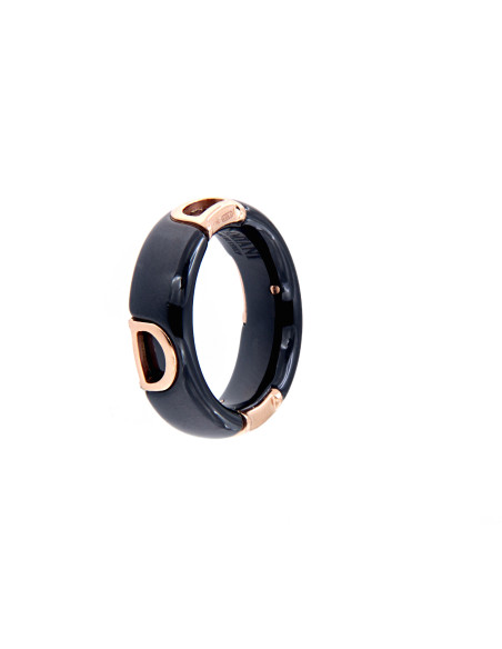 Damiani D.Icon ANELLO IN CERAMICA NERA, ORO ROSA E DIAMANTI - 7 mm - 20087240