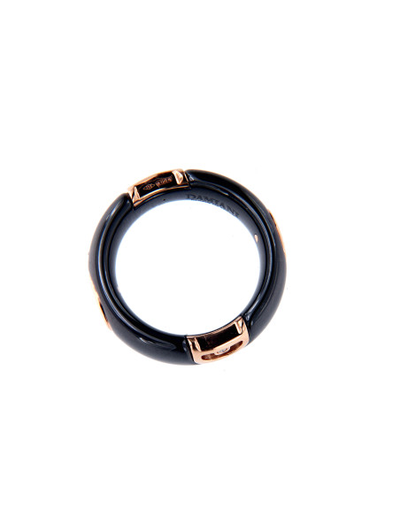 Damiani D.Icon ANELLO IN CERAMICA NERA, ORO ROSA E DIAMANTI - 7 mm - 20087240