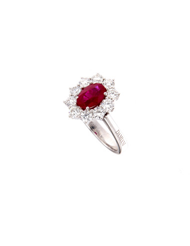 DAMIANI CLASSIC ring in white gold, 1.41 ct ruby and 1.21 ct diamonds