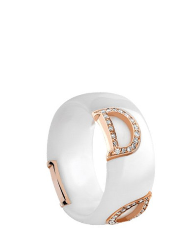 Damiani DICON ANELLO IN CERAMICA BIANCA, ORO ROSA E DIAMANTI Ref. 20045893