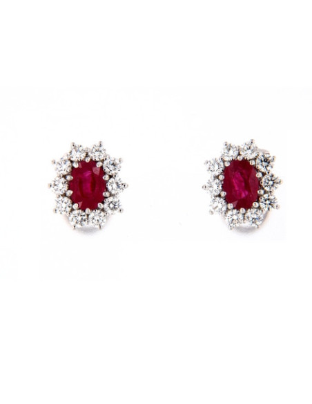 Crivelli Рубиновая коллекция Золотые серьги, бриллианты и рубин 2.06 ct - 151-4587