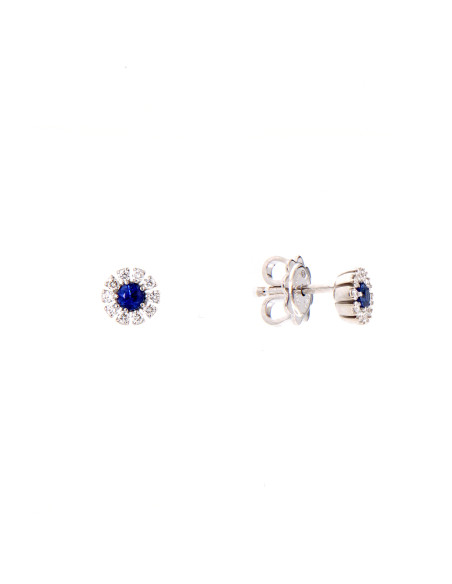 Damiani MARGHERITA серьги из белого золота с бриллиантом (ct 0.15) и сапфиром (ct 0.26) Ref. 20084146