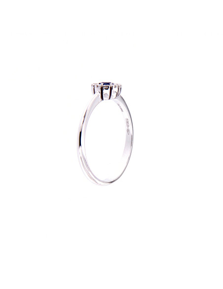 DAMIANI MARGHERITA white gold ring, Sapphire ct 0.13 and diamonds ct 0.09 GH