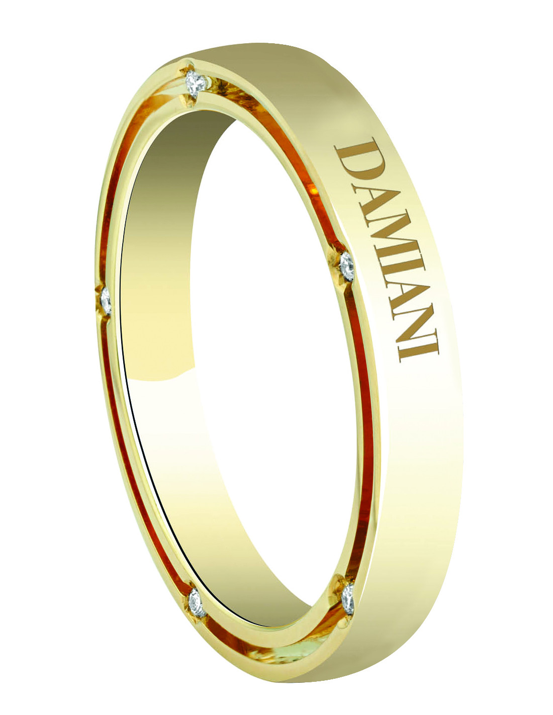 DAMIANI D-SIDE WEDDING BANDS YELLOW GOLD and DIAMONDS 5+5 Thickness of