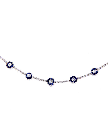 Crivelli Saphir Kollektion Halskette in Gold, Diamanten und Saphiren 1.26 ct - 117-CC291