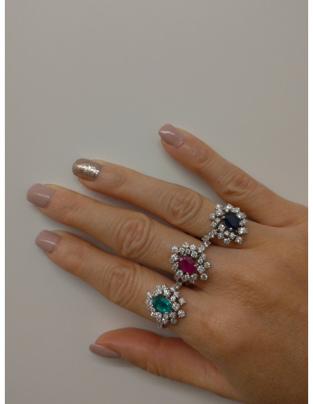 DAMIANI MIMOSA white gold ring, Ruby ct 1.12 and diamonds ct 1.04 GH