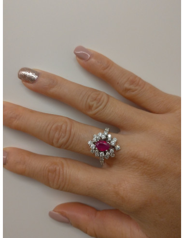 DAMIANI MIMOSA white gold ring, Ruby ct 1.12...