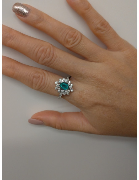 DAMIANI MIMOSA anello in oro bianco smeraldo 0.80 ct e diamanti ct 1.04 GH 81077405