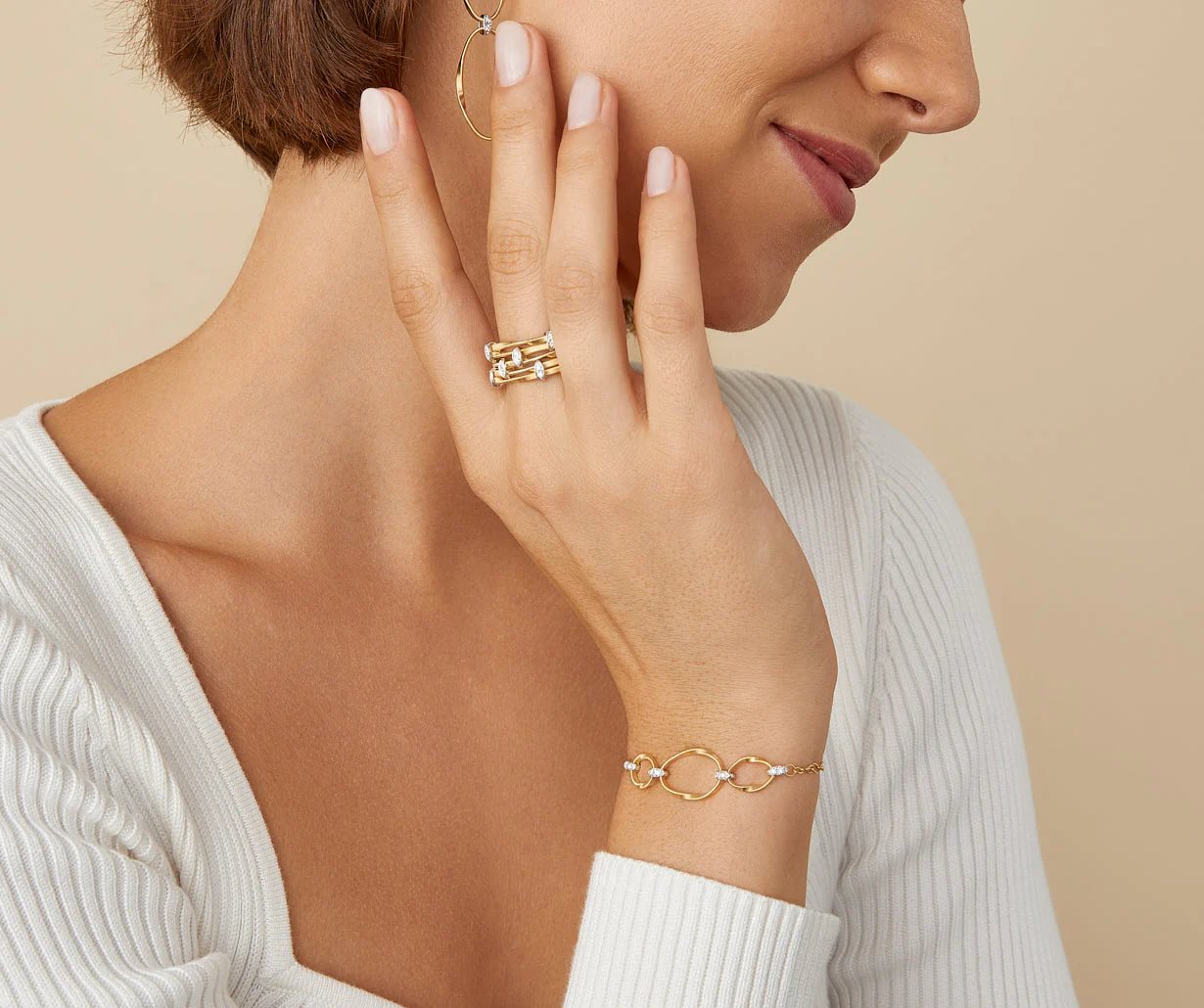 Bracciale Marco Bicego Donna Marrakech Onde in Oro giallo Diamante BG771-B2 - immagine 2