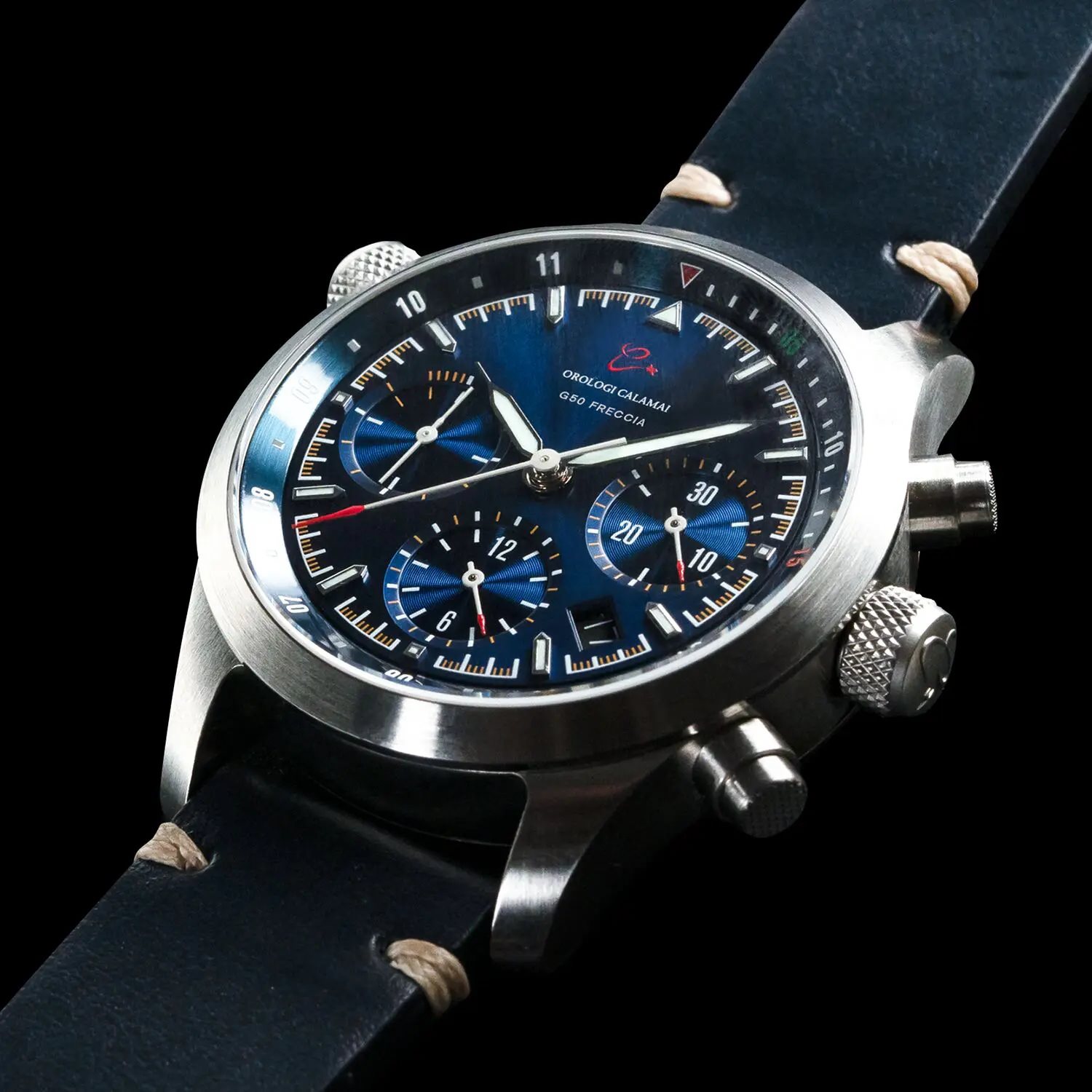Orologi Calamai G50 FRECCIA quadrante Blu Soleil chronografo - immagine 2