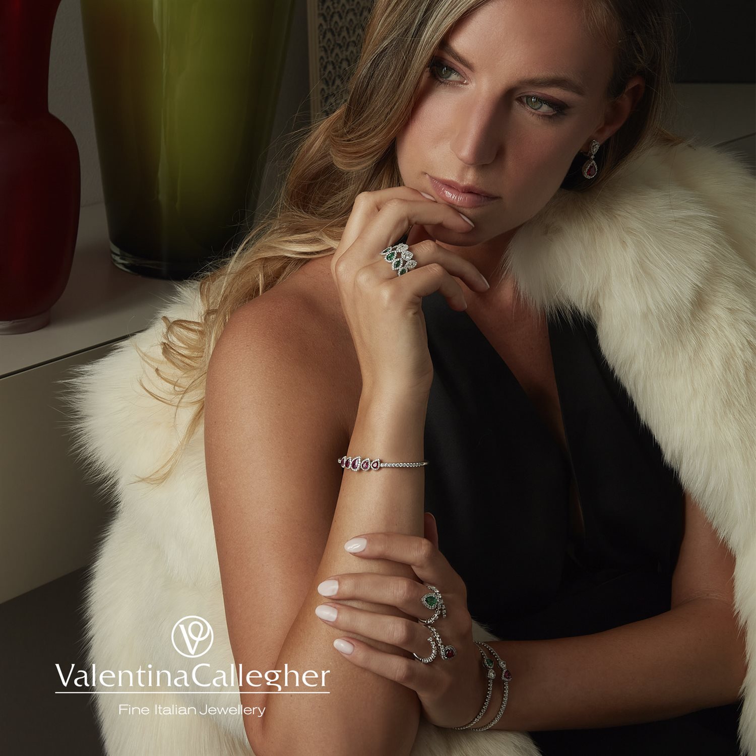 Valentina Callegher anello riviera in oro bianco, Smeraldi e diamanti - 7401SSM - immagine 4