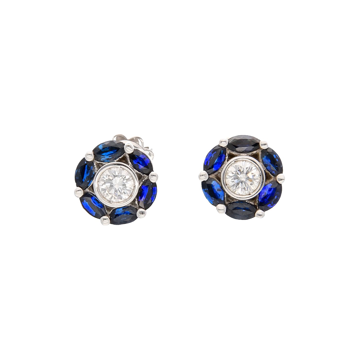 Soprana Orecchini Oro Bianco con Zaffiri ct 1,20 e Diamanti ct 0,50 H IF