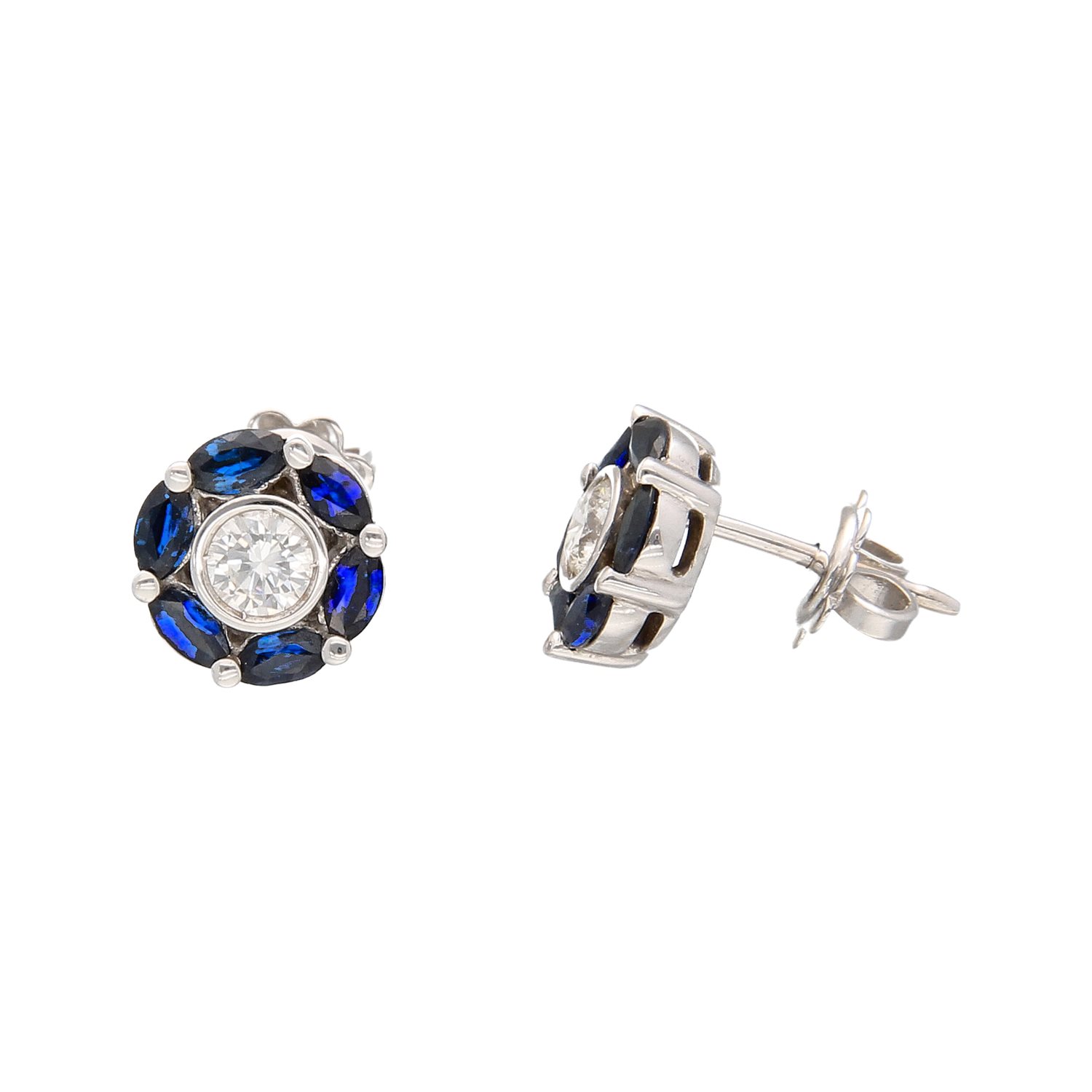 Soprana Orecchini Oro Bianco con Zaffiri ct 1,20 e Diamanti ct 0,50 H IF - immagine 3