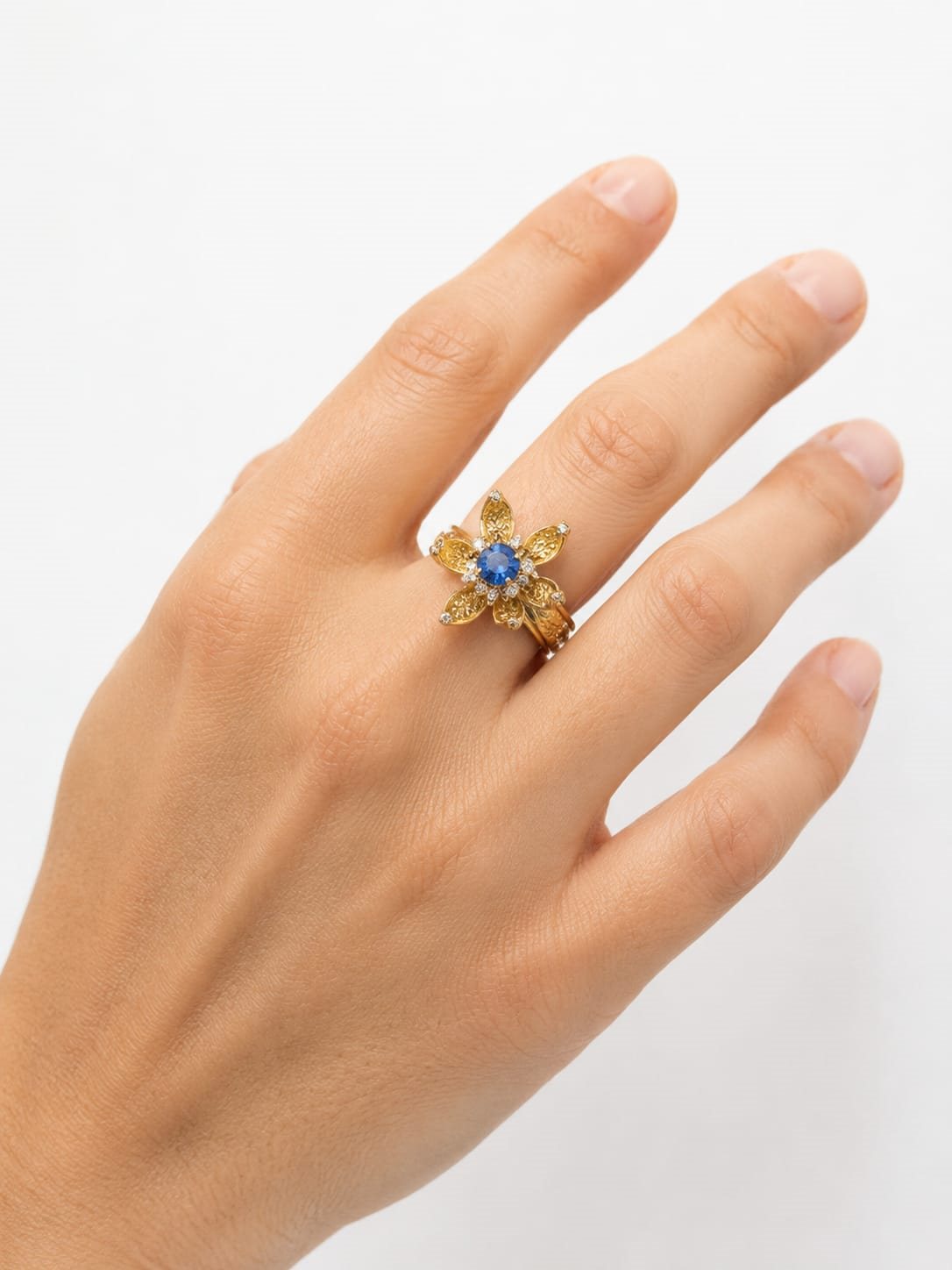Soprana Anello LOTO BLU in oro giallo, zaffiro e diamanti - immagine 3