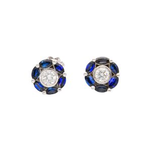 Soprana Orecchini Oro Bianco con Zaffiri ct 1,20 e Diamanti ct 0,50 H IF