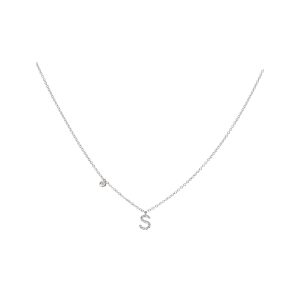 Crivelli collezione Lettre collana in oro bianco e diamanti 0.09 lettera S - 234-3622-G