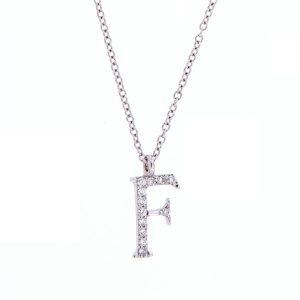 Golay collezione Lettere collana in oro bianco e diamanti 0.06 lettera F - GFF