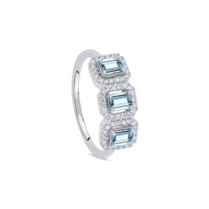 Salvini Mini Dora Forme anello Trilogy in oro bianco, acquamarina e diamanti - 20114528