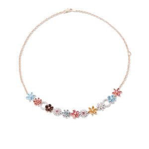 Damiani Margherita Bloom collana in oro rosa ed oro bianco con diamanti, tormalina rosa, acquamarina, quarzo citrino e quarzo fumè - 20115309