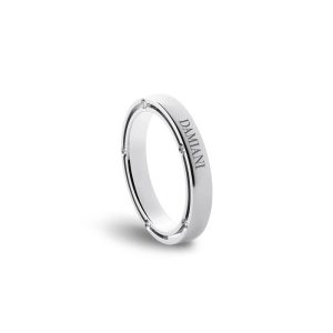 Damiani D.Side Anello Fede Matrimoniale in Oro Bianco e 5+5 diamanti spessore 3.3mm